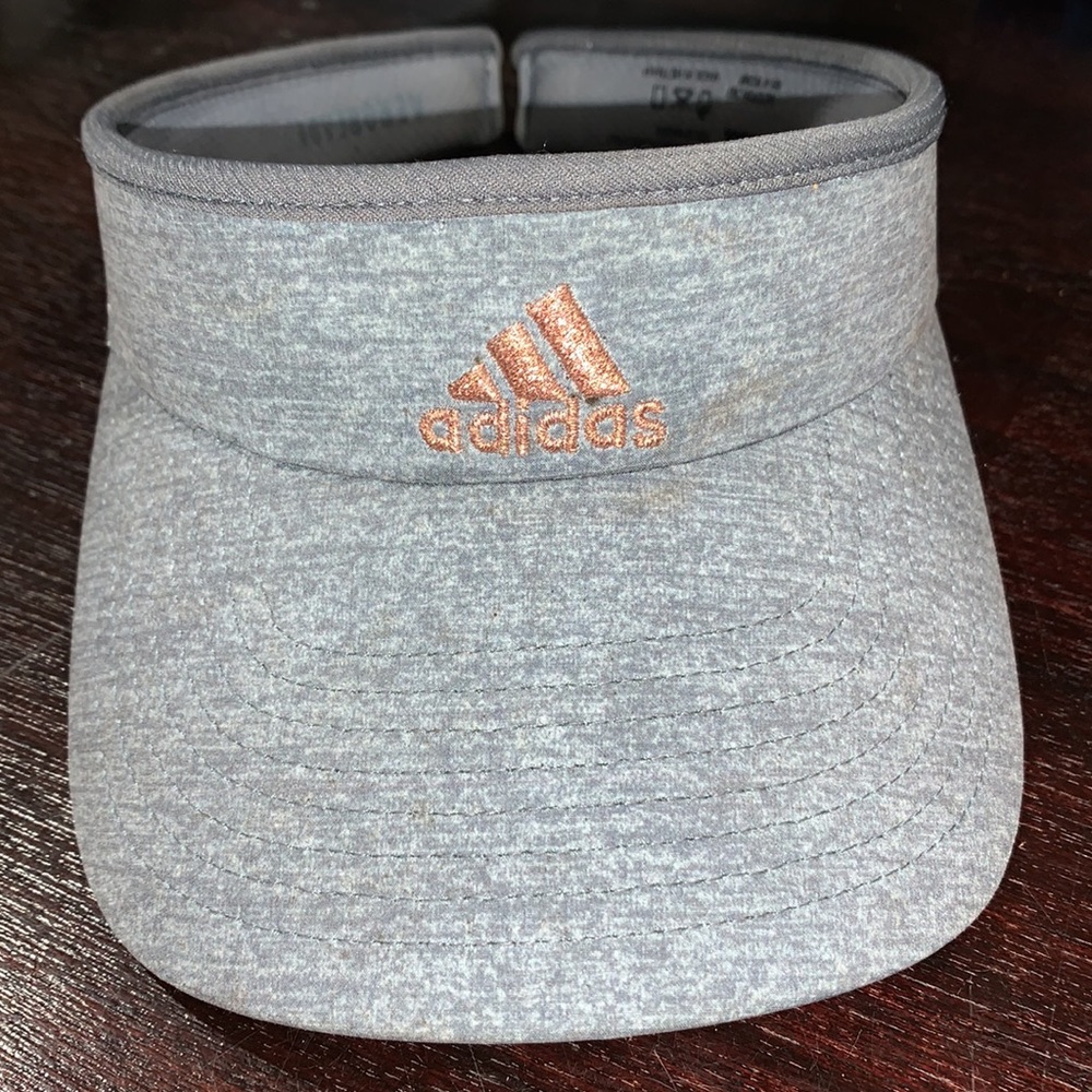 EUC adidas sun visor gray with rose gold logo